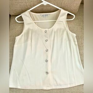 St John Silk Button Front Tank Top w/Swarovski Buttons